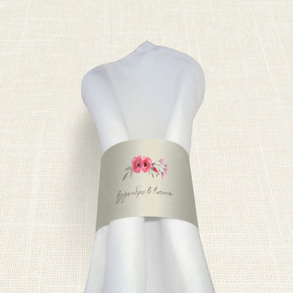 Δαχτυλίδι Πετσέτας Γάμου MyMastoras® - Watercolor Roses